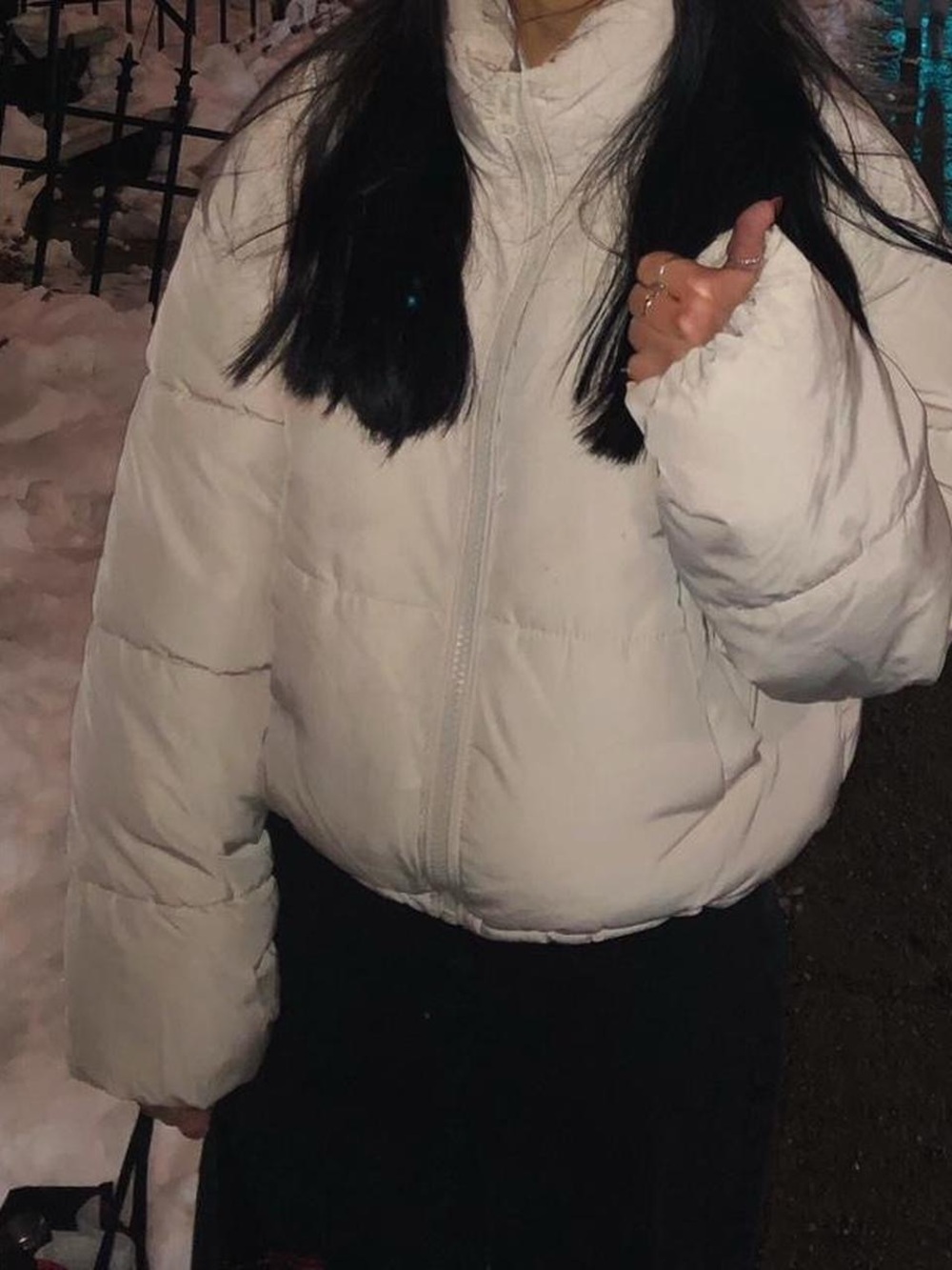 H&M Cream Short Puffer Jacket with High Collar - Picture 4 of 6